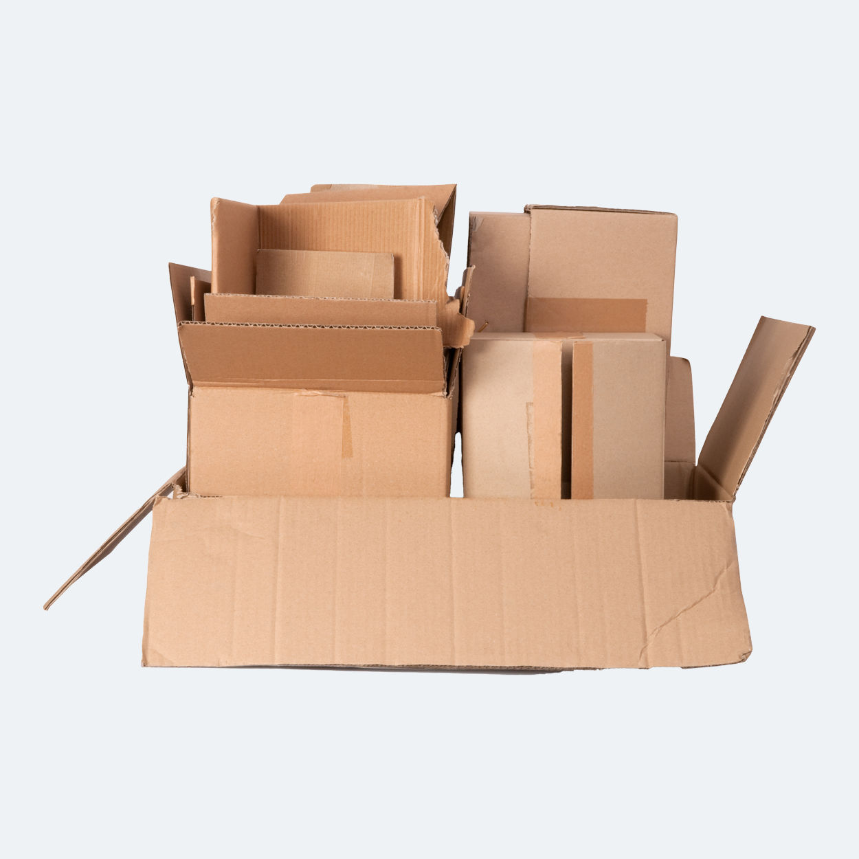 A stack of cardboard boxes.