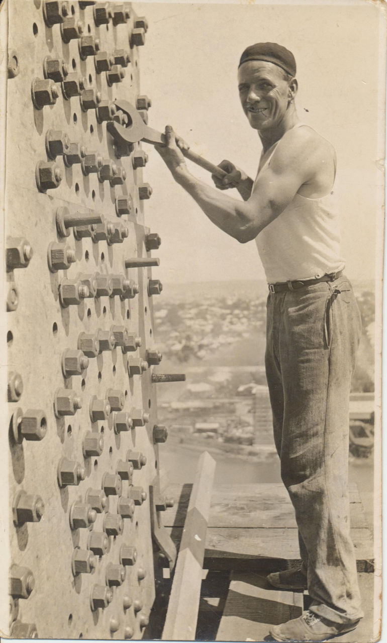 Share your Story: Wendy shared a photo of her grandfather working on the Story Bridge in 1939. Photo courtesy of Wendy Ahern.